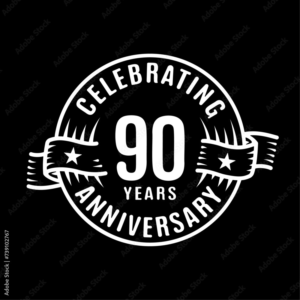 90 years logo design template. 90th anniversary vector and illustration.
