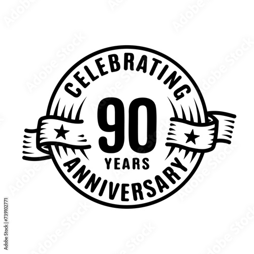 90 years logo design template. 90th anniversary vector and illustration.