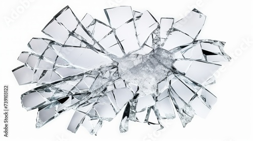 Transparent piece broken glass isolated on white background, with clipping path