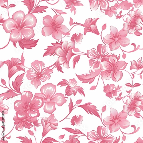 Pink Blossom Flowers Seamless Pattern, Pink Floral Repeated Pattern