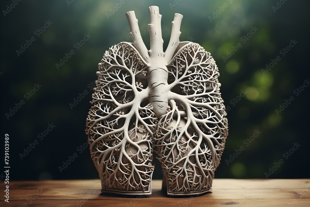 A closeup of human lungs symbolizing the respiratory system and medical treatment. Concept Medical Illustration, Respiratory System, Closeup Image, Human Anatomy, Treatment Concept - obrazy, fototapety, plakaty 