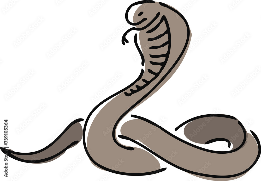 Fototapeta premium 手描きのコブラのイラスト