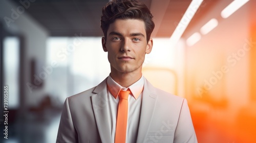 Confident Businessman with Orange Flare - Professional Success Portrait