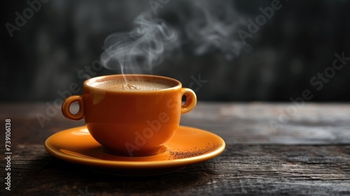 Steamy Coffee Cup on Saucer Tempts with Aroma, Ai Generated