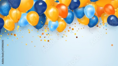 Wallpaper Mural Festive background adorned with colorful balloons in blue, yellow, and orange. Ai Generated Torontodigital.ca