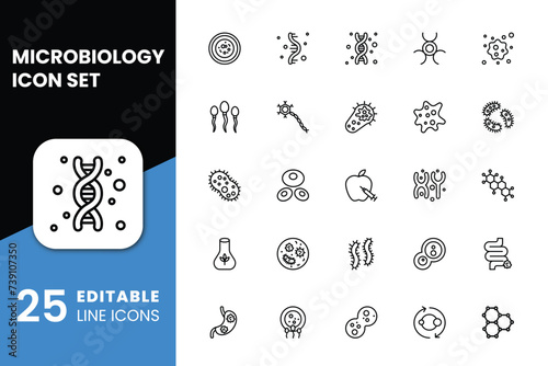 Microbiology Icons in Line Style for Any Purposes. Perfect for website mobile app presentation. Suitable for any user interface and user experience