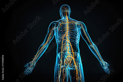 A dynamic visual representation of the sympathetic and parasympathetic divisions of the autonomic nervous system, depicting their respective roles in stress response and relaxation. photo