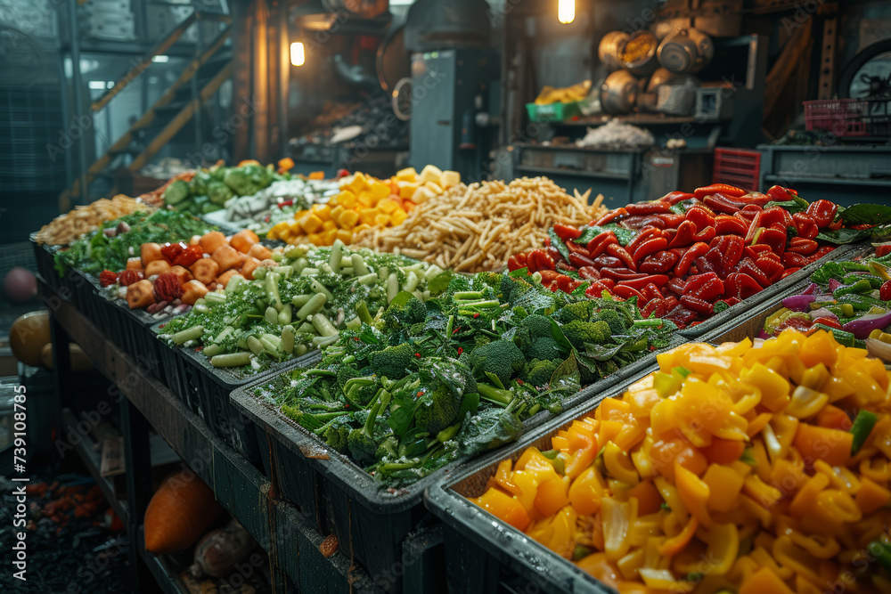 Obraz premium Food waste reduction initiatives in action, addressing the issue of food waste and promoting sustainability. Generative Ai.