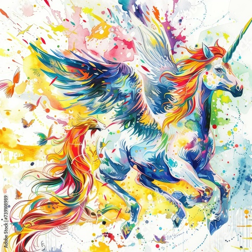 watercolor unicorn handpainted design background