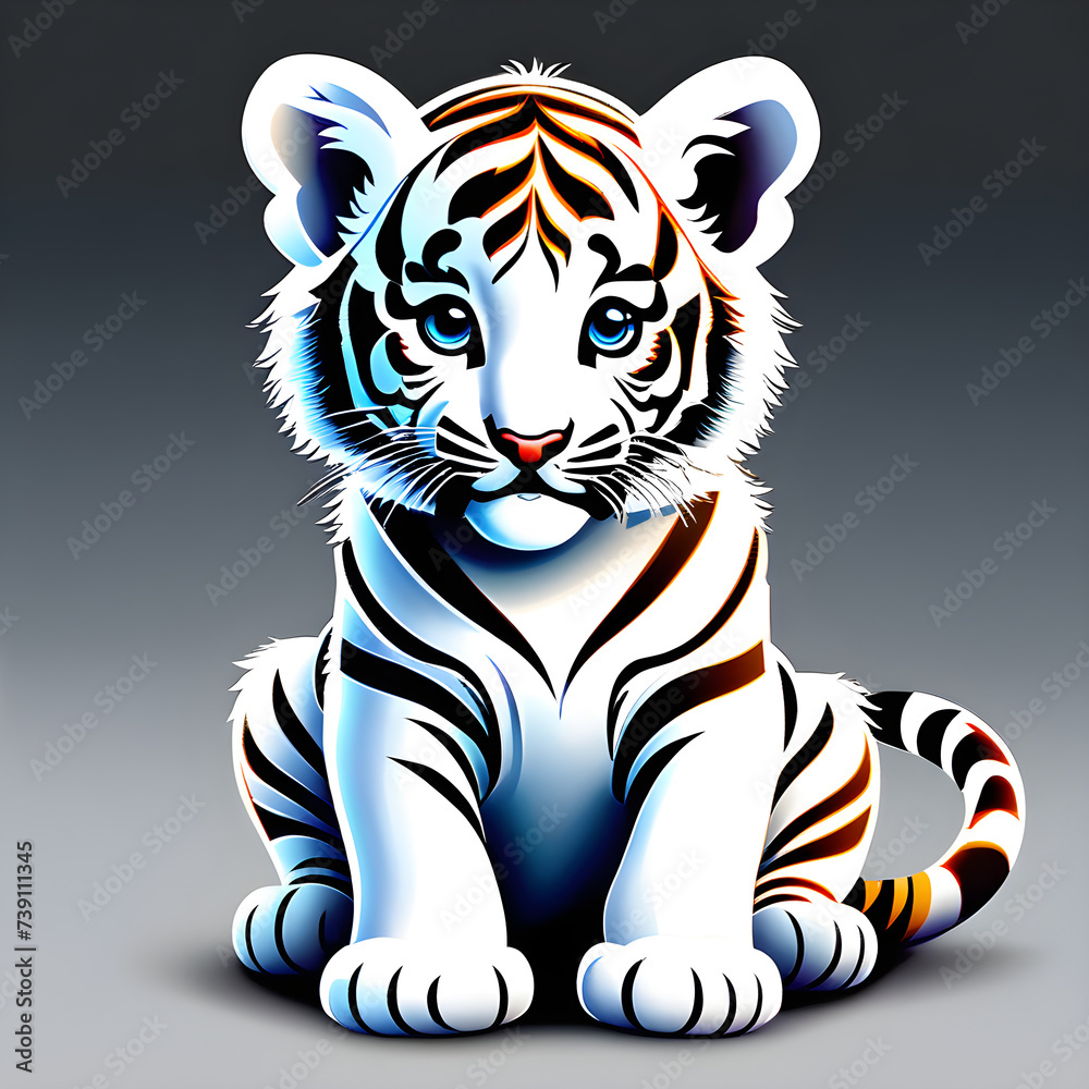 Fototapeta premium Vibrant Tiger Cub Expressions: Capturing the Beauty of Nature in Photography.(Generative AI)