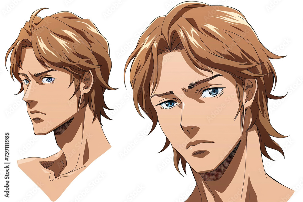 face handsome young man anime style character