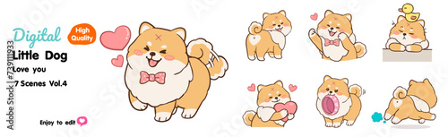 Collection of cute cartoon dogs love you