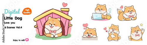 Collection of cute cartoon dogs love you
