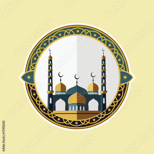 colorful modern oriental islamic mosque vector