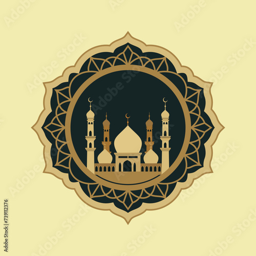 colorful modern oriental islamic mosque vector