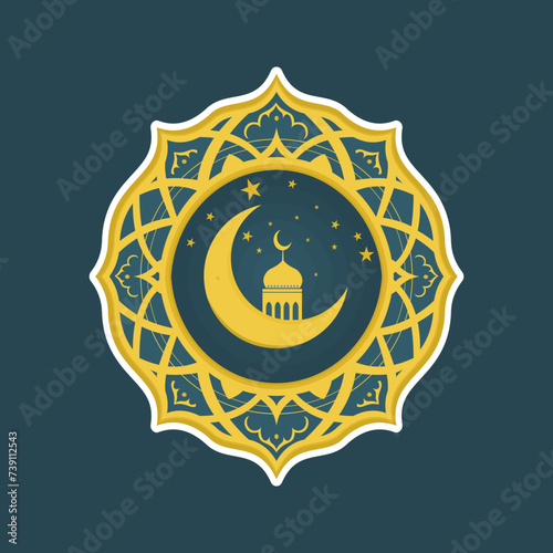 colorful modern oriental islamic mosque vector