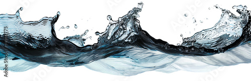 A horizontal splash of water. Isolated on a transparent background