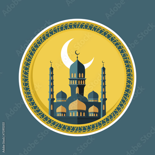 colorful modern oriental islamic mosque vector