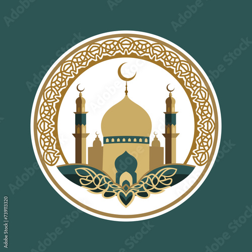 colorful modern oriental islamic mosque vector