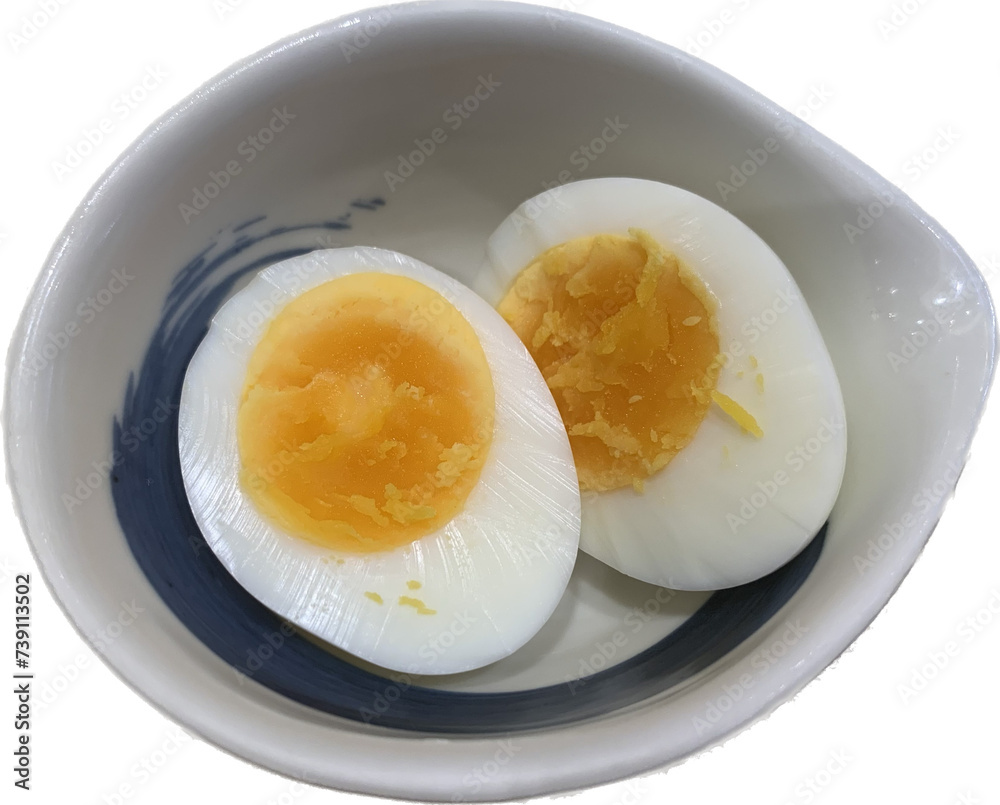 boiled egg in small bowl isolated on white background cutout boiled egg in small bowl isolated on white background cutout