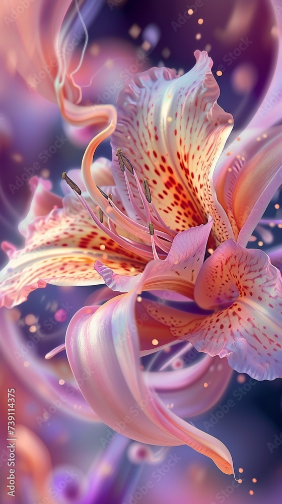 Floral Elegance: Tiger lily's extreme macro in mobile portrait, a mesmerizing spiral dance. Floral Elegance: Tiger lily's extreme macro in mobile portrait, a mesmerizing spiral dance.