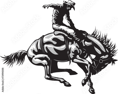 cowboy riding a wild horse mustang © Олег Резник