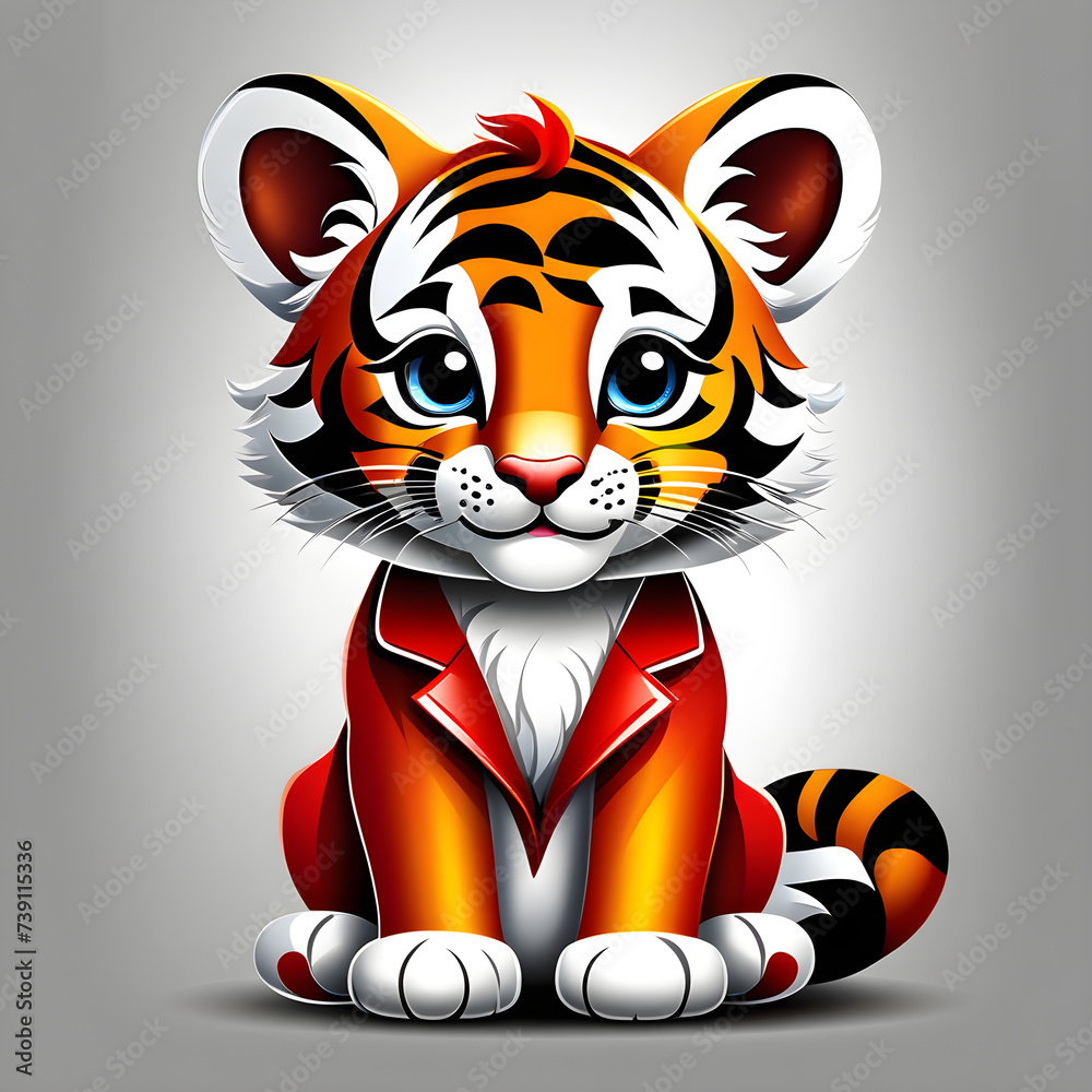 Vibrant Tiger Cub Expressions: Capturing the Beauty of Nature in Photography.(Generative AI)