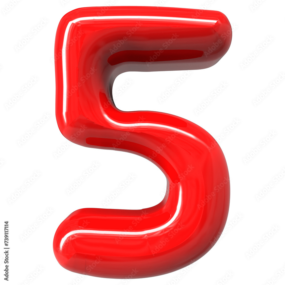Red Number 5 3D Render Red Number 5 3D Render