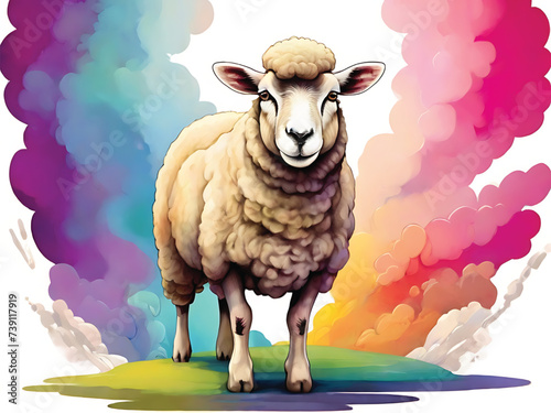 high quality sheep stickers design  with white border Detailed illustration