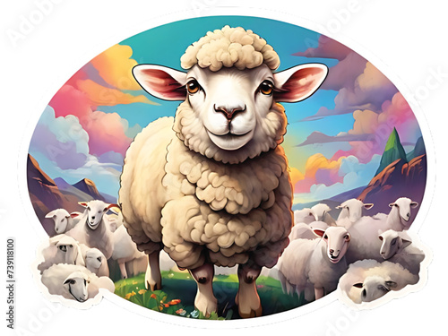 high quality sheep stickers design  with white border Detailed illustration