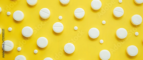 White Pills Stand Out Against Sunny Yellow Background in Medication Concept