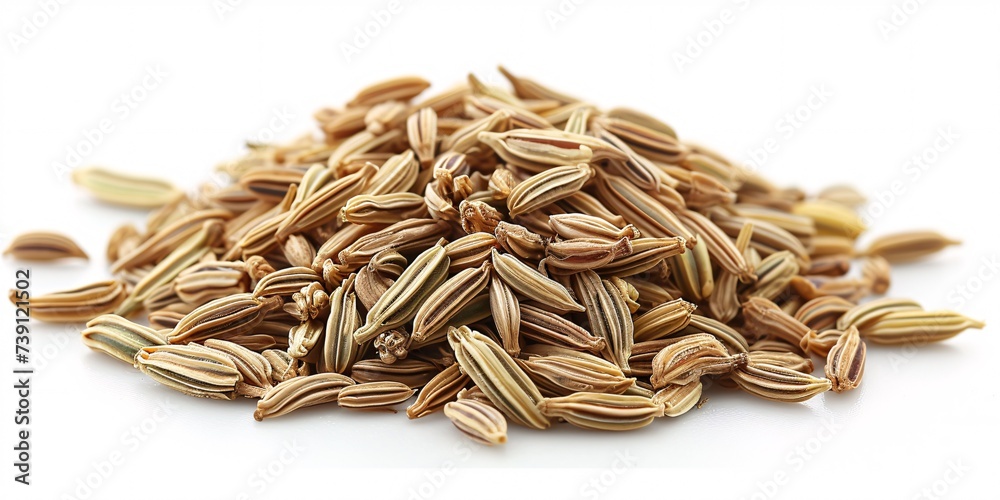 White background with fennel seeds.