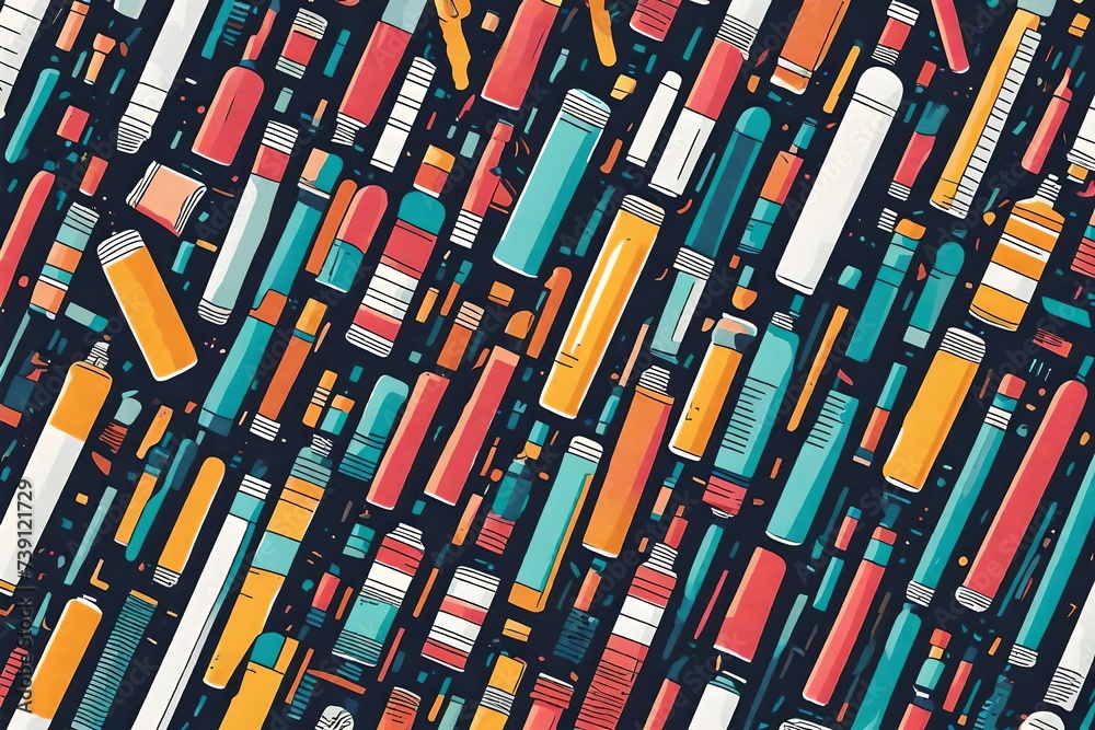 A close-up HD image of a colorful minimalistic illustration of a glue stick with a modern, sleek design - obrazy, fototapety, plakaty 