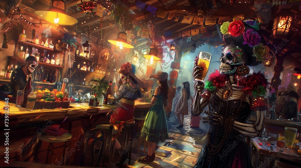 In a spectral tavern nestled within the heart of a mystical Mexican village, spectral revelers gather to commemorate Cinco De Mayo.