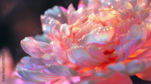 Glossy Hologram  Peony s petals glisten with a glossy sheen  adding depth to its holographic charm.