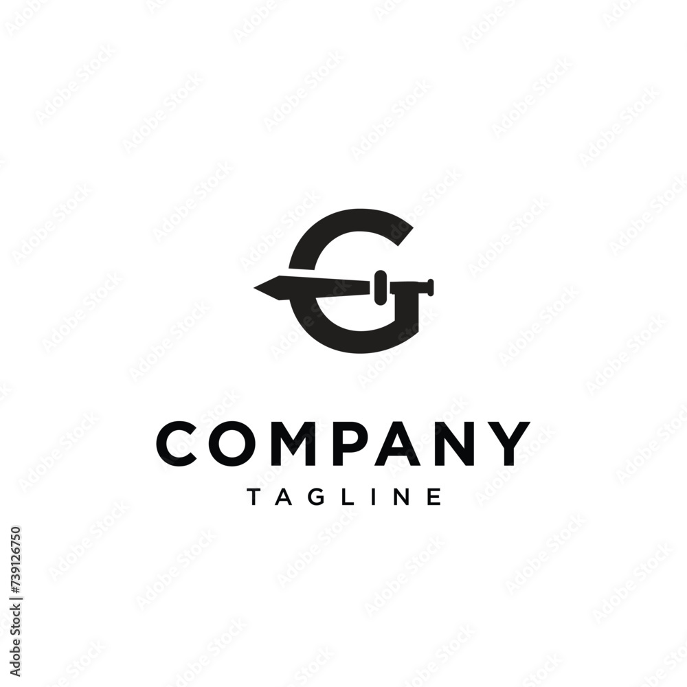Letter G Sword logo icon vector template eps