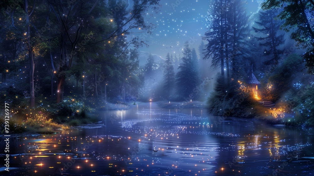 Underneath a canopy of twinkling stars, on Mother's Day, a spectral river winds its way through the heart of a mystical forest