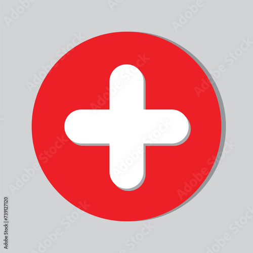 Add icon vector. Plus sign symbol in trendy flat style. Set elements in colored icons. Medical cross vector icon illustration isolated on white background. red colour.eps10