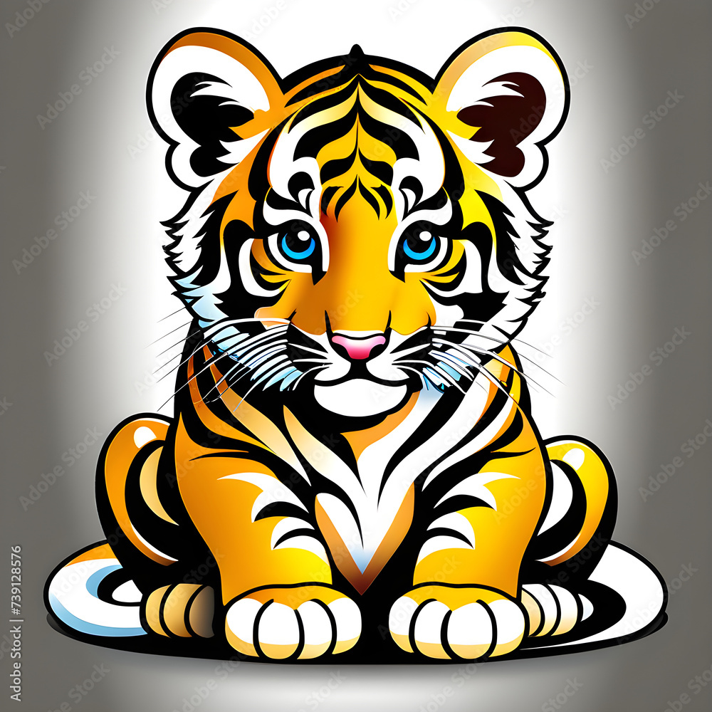 Vibrant Tiger Cub Expressions: Capturing the Beauty of Nature in Photography.(Generative AI) Vibrant Tiger Cub Expressions: Capturing the Beauty of Nature in Photography.(Generative AI)