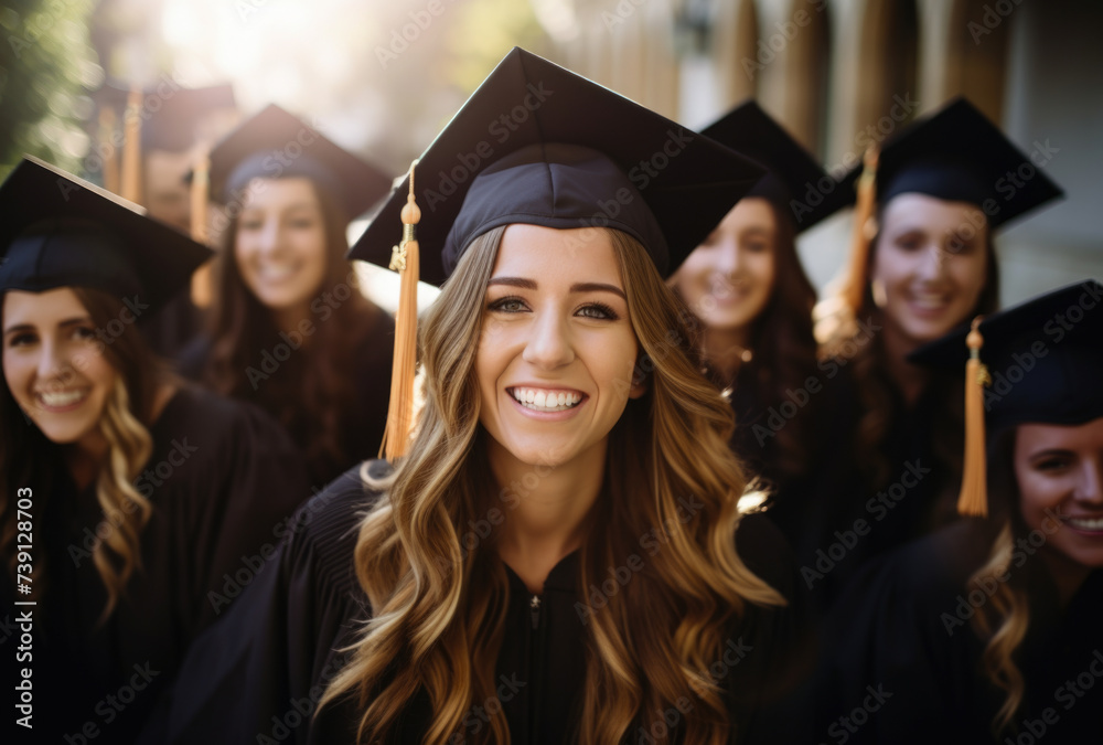 Happy graduate students dressed in black graduation gowns holding diplomas. Portrait of smiling diverse academy graduates in black mortar board caps c Happy graduate students dressed in black graduation gowns holding diplomas. Portrait of smiling diverse academy graduates in black mortar board caps c