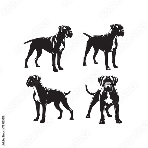 Galactic Grace: Boxer Silhouette in Celestial Reverie - Boxer Dog Illustration - Boxer Dog Vector Stock
