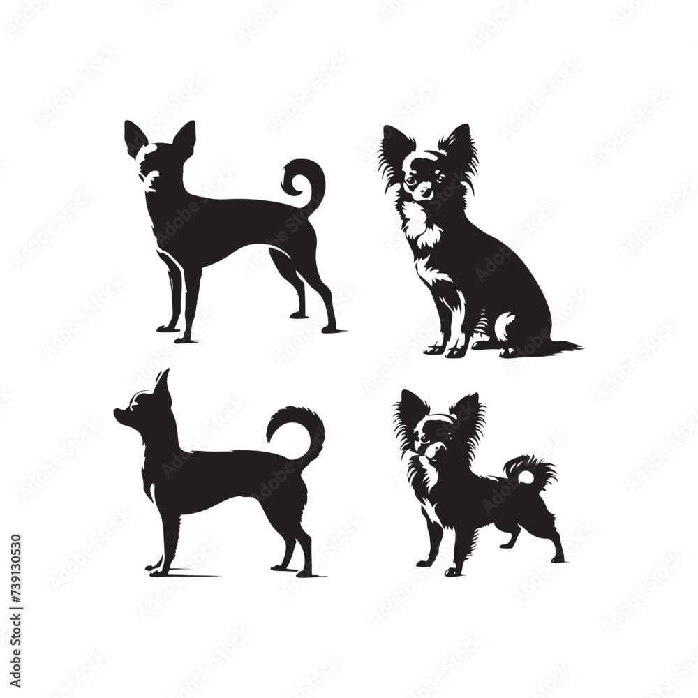 Cosmic Canine Beauty: Radiant Chihuahua Silhouette in Astral Glow - Chihuahua Silhouette - Chihuahua Illustration - Chihuahua Dog Vector
