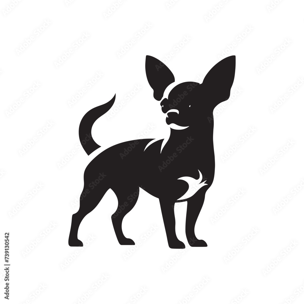 Galactic Grace: Charming Chihuahua Dog Silhouette in Cosmic Serenity - Chihuahua Silhouette - Chihuahua Illustration - Chihuahua Dog Vector
