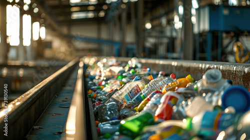 Disarrayed Train Track Overflowing With Bottles and Cans photo