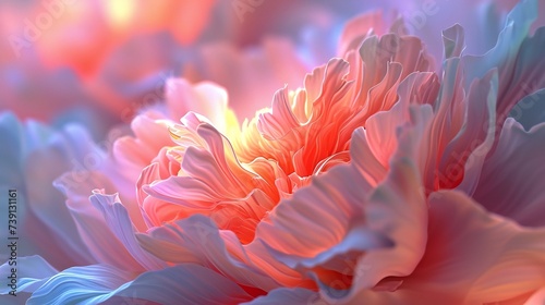 Vibrant Blossom Ballet: Close-up of a peony's opening, petals blending in a vibrant ballet of colors.