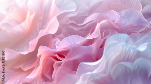 Wavy peony petals in a swirling dance, embodying calming rhythms, fluid movements, and elegant forms.