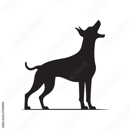 Majestic Guardian: Dynamic Doberman Pinscher Barking Silhouette Unleashed - Doberman Pinscher Barking Illustration - Doberman Pinscher Barking Vector Stock
