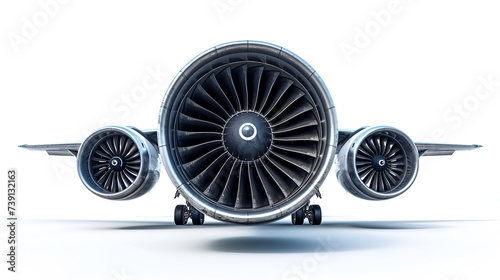 Jet engine for airplanes isolated on white background, generative ai photo
