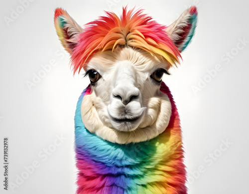 close up portrait of a colorful llama