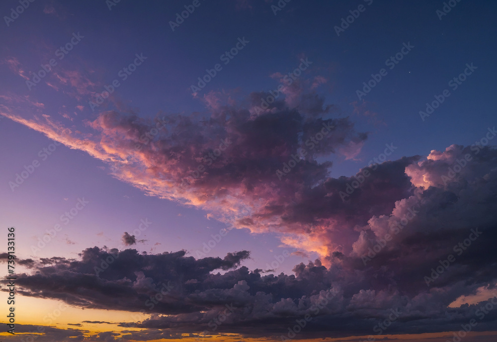 Dramatic Evening Sky with Time-Lapse Clouds at Sunset and Night, showcasing a beautiful blend of orange, red, and dark hues, creating a captivating and abstract cloudscape